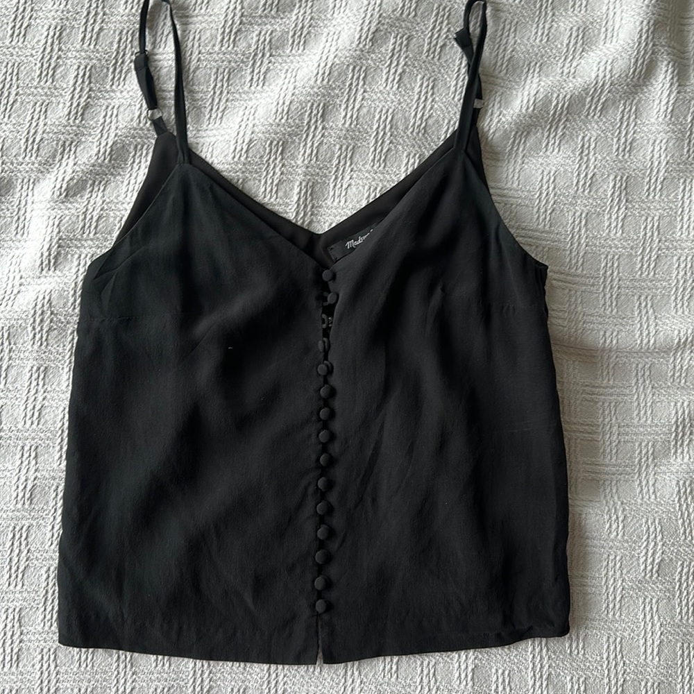 Madewell black silk button down silk top. Size 00